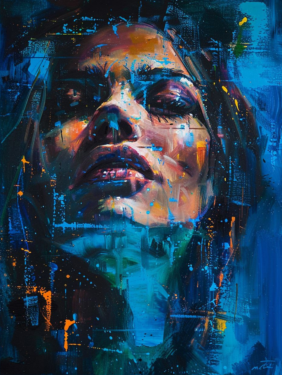 Electric Blue Abstract Portrait - Image 2