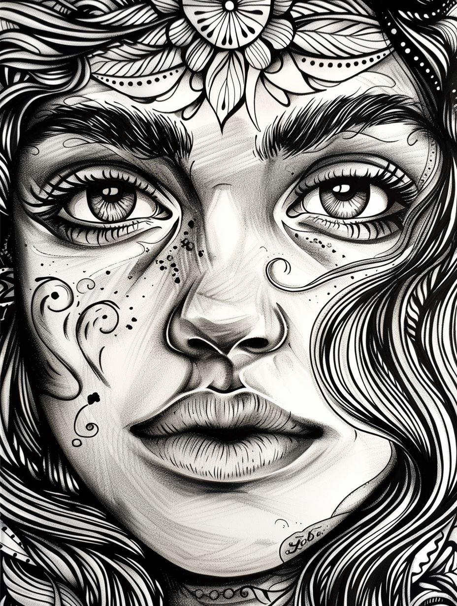 Intricate Monochrome Ethereal Portrait