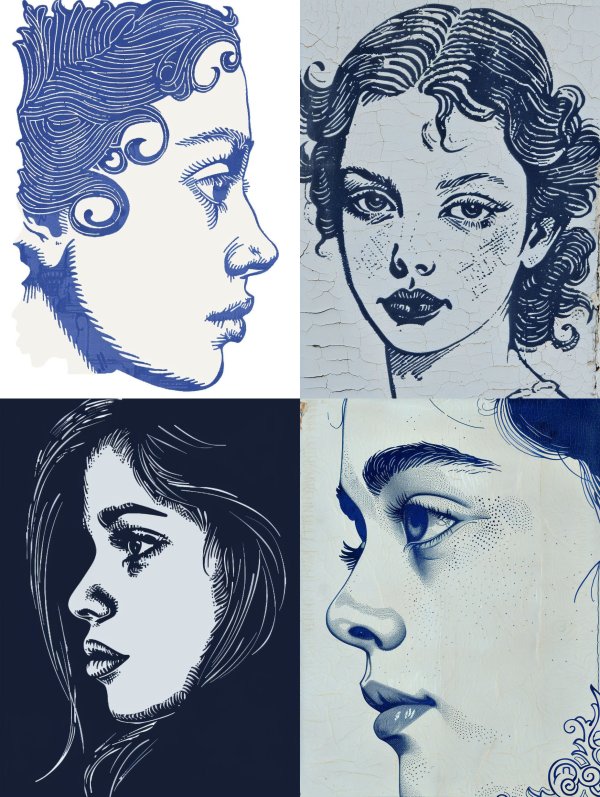 Azure Swirls Portrait Art