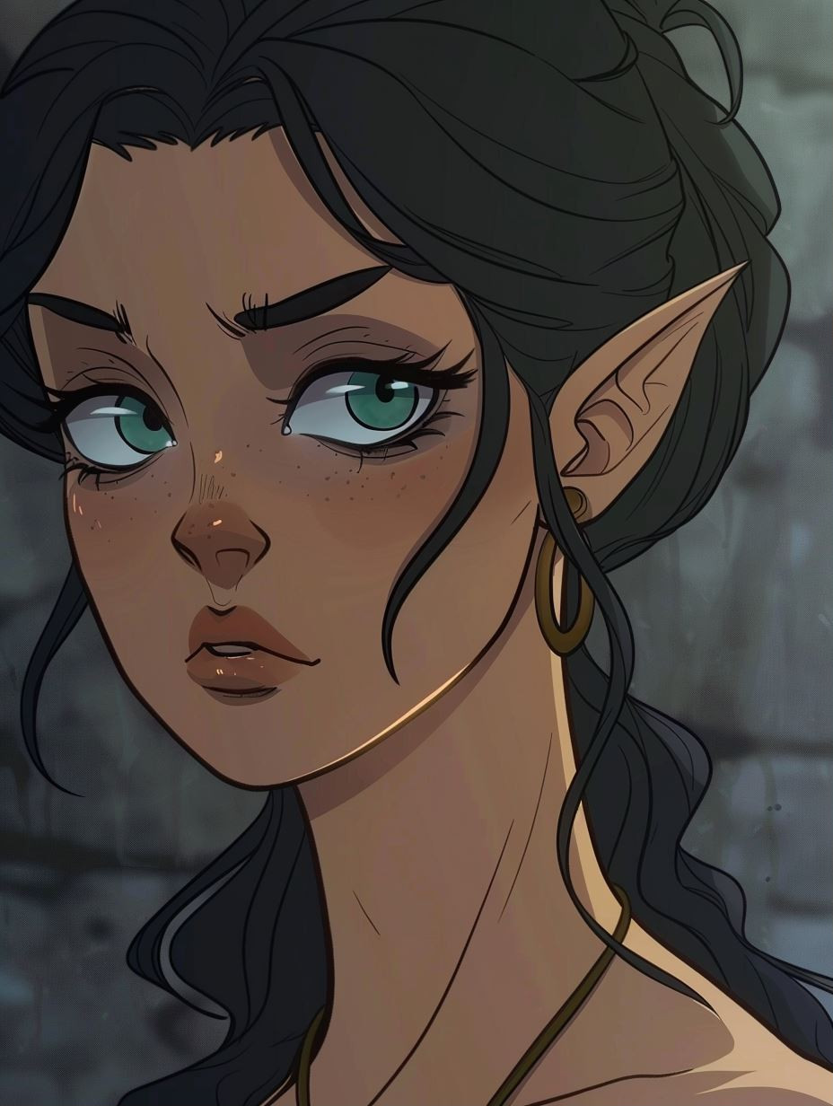 Melancholy Elf in Dark Tones - Image 1