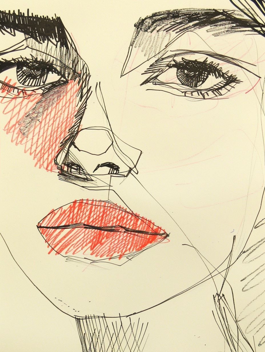 Minimalist Red Lip Sketch - Image 4