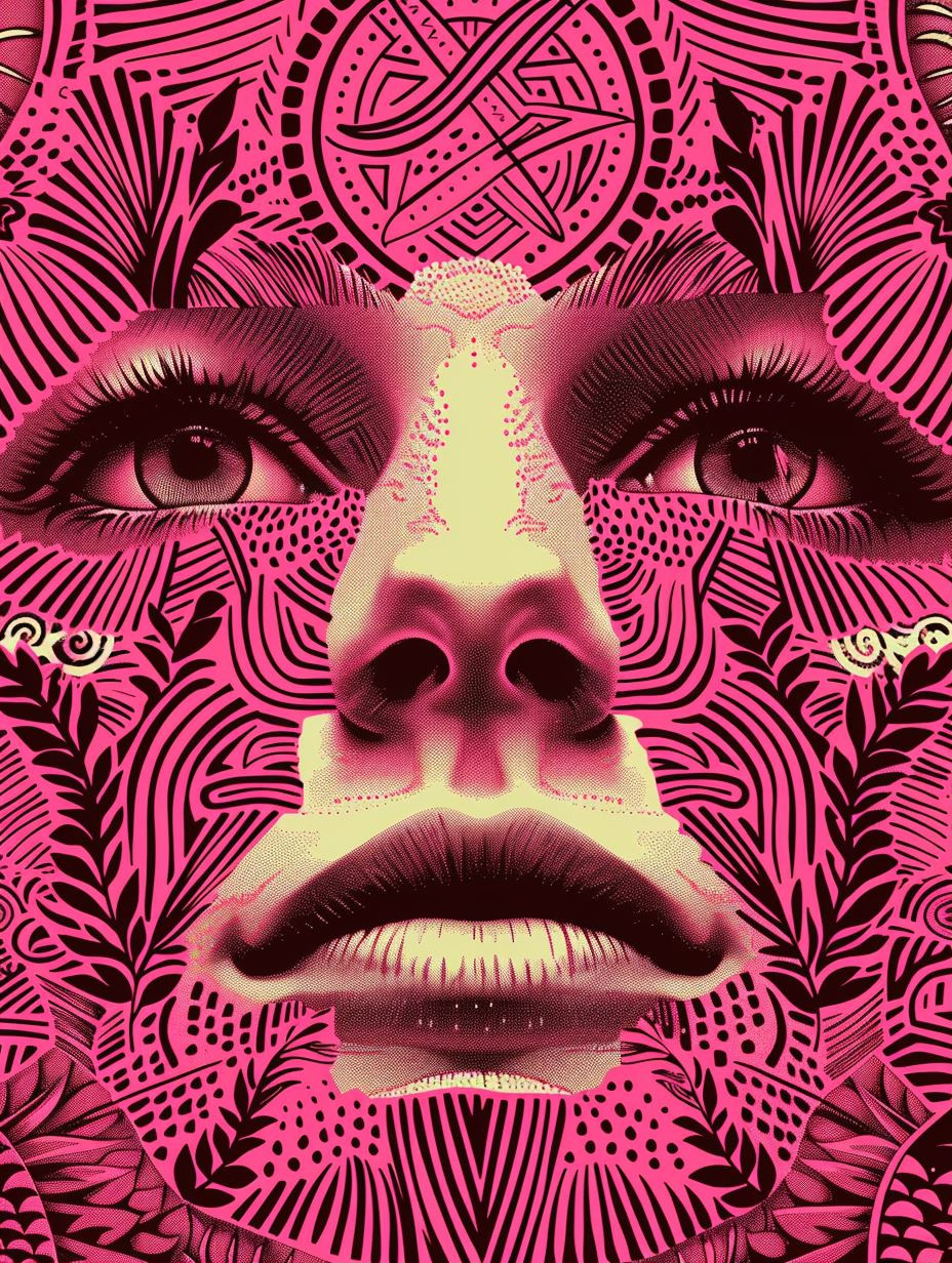 Surreal Pink Linear Portraits - Image 1