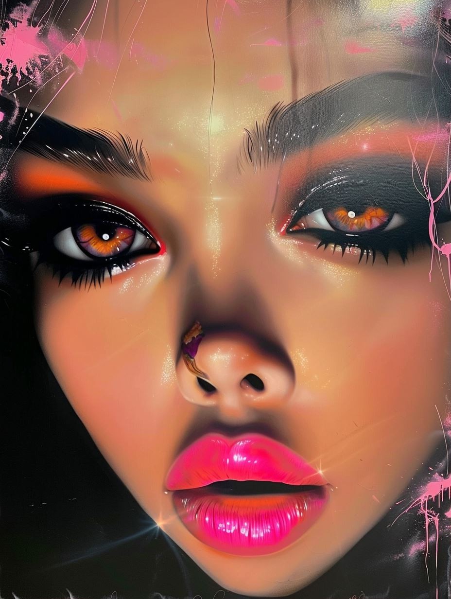 Neon Glow Cybernetic Beauty - Image 1