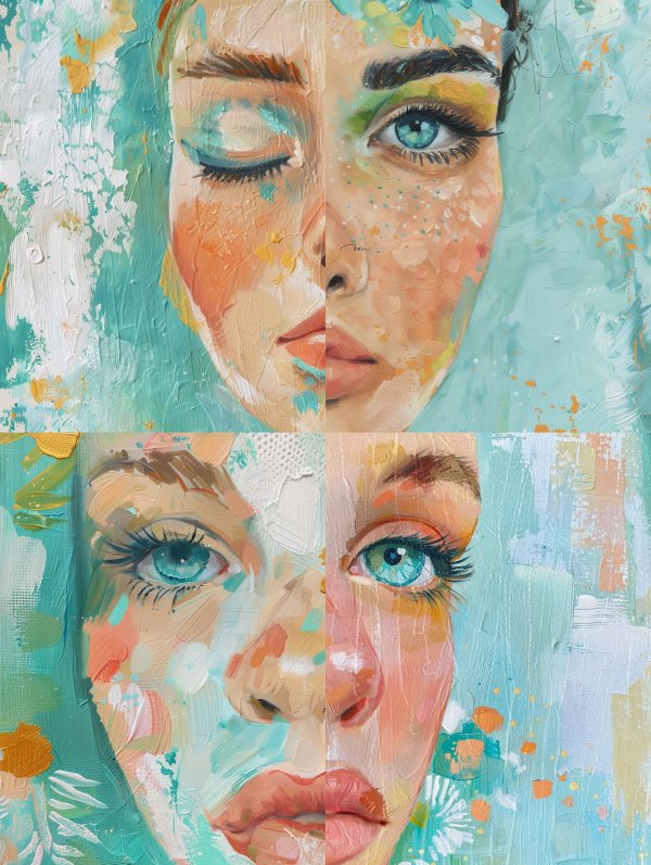 Dual Perspectives in Teal and Peach