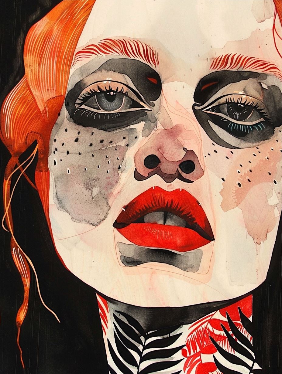 Dramatic Gothic Ink Portrait - Image 3