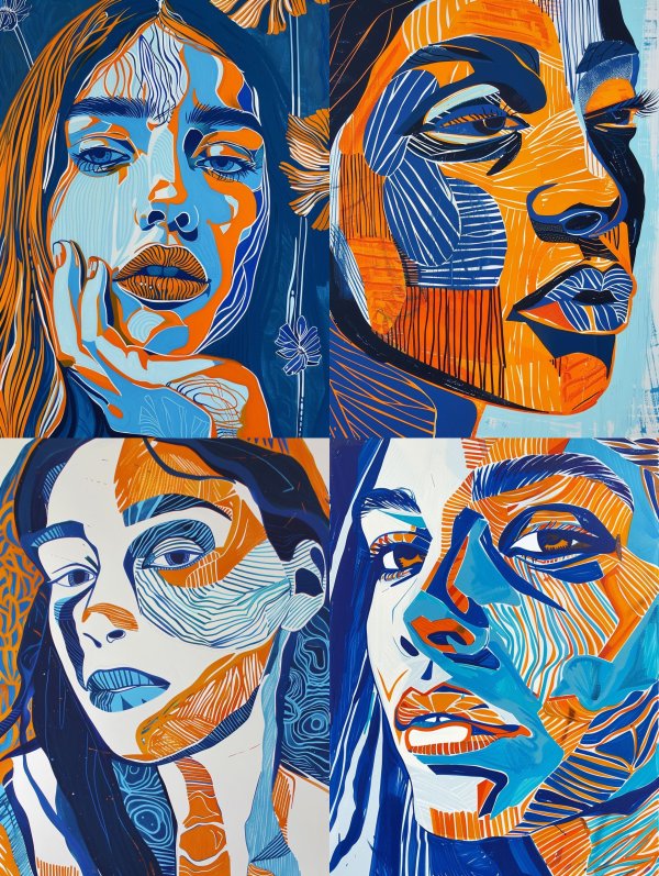 Electric Azure and Amber Portrait