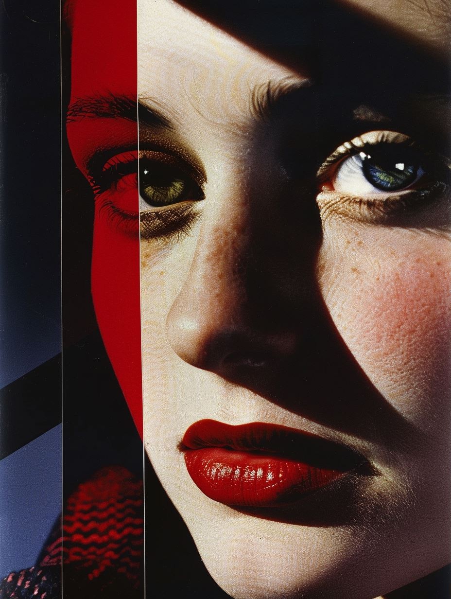Fragmented Crimson Gaze Portrait