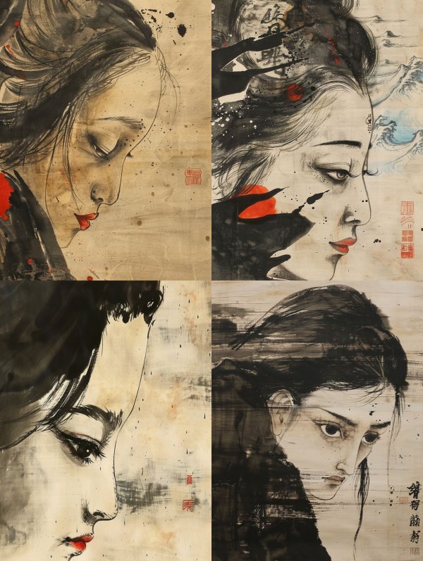 Ink Whispers: Four Faces of Elegance
