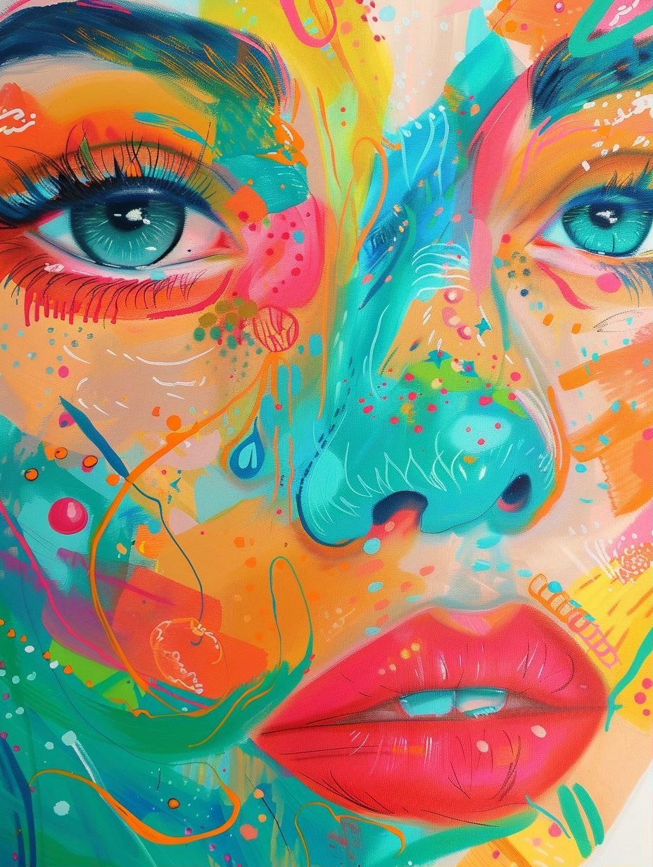 Chromatic Visions: A Kaleidoscope of Faces - Image 1