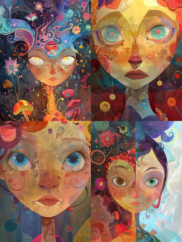 Psychedelic Flora Dreamscape Portrait