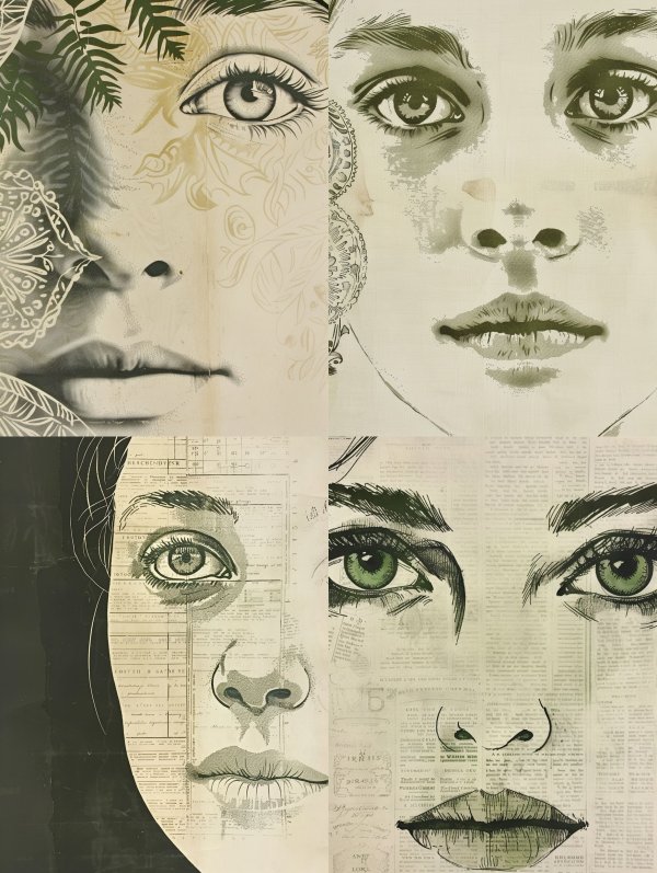 Botanical Stencil Portrait Art