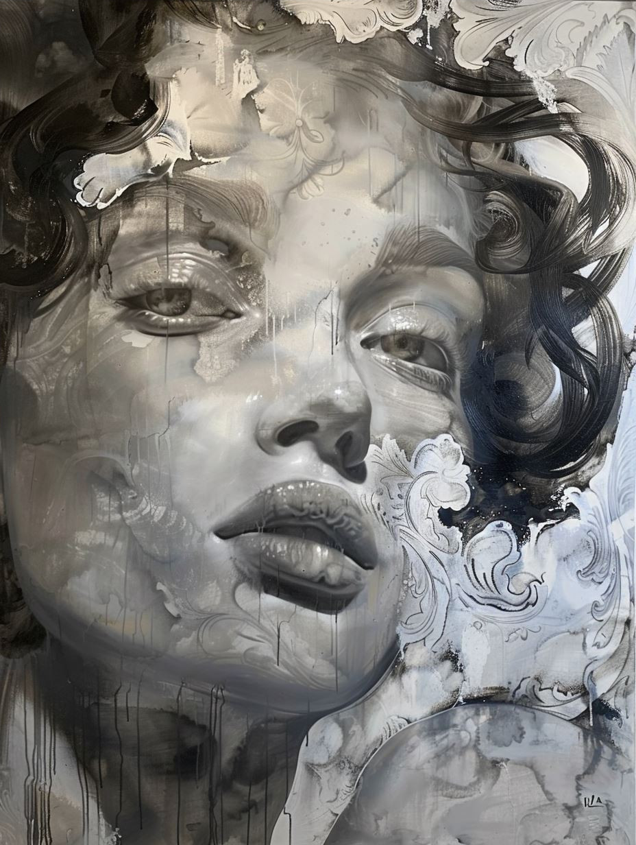 Ethereal Monochrome Fluid Portrait - Image 4