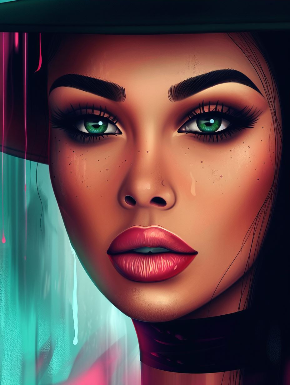 Neon Dreams: Digital Beauty Portraits - Image 3