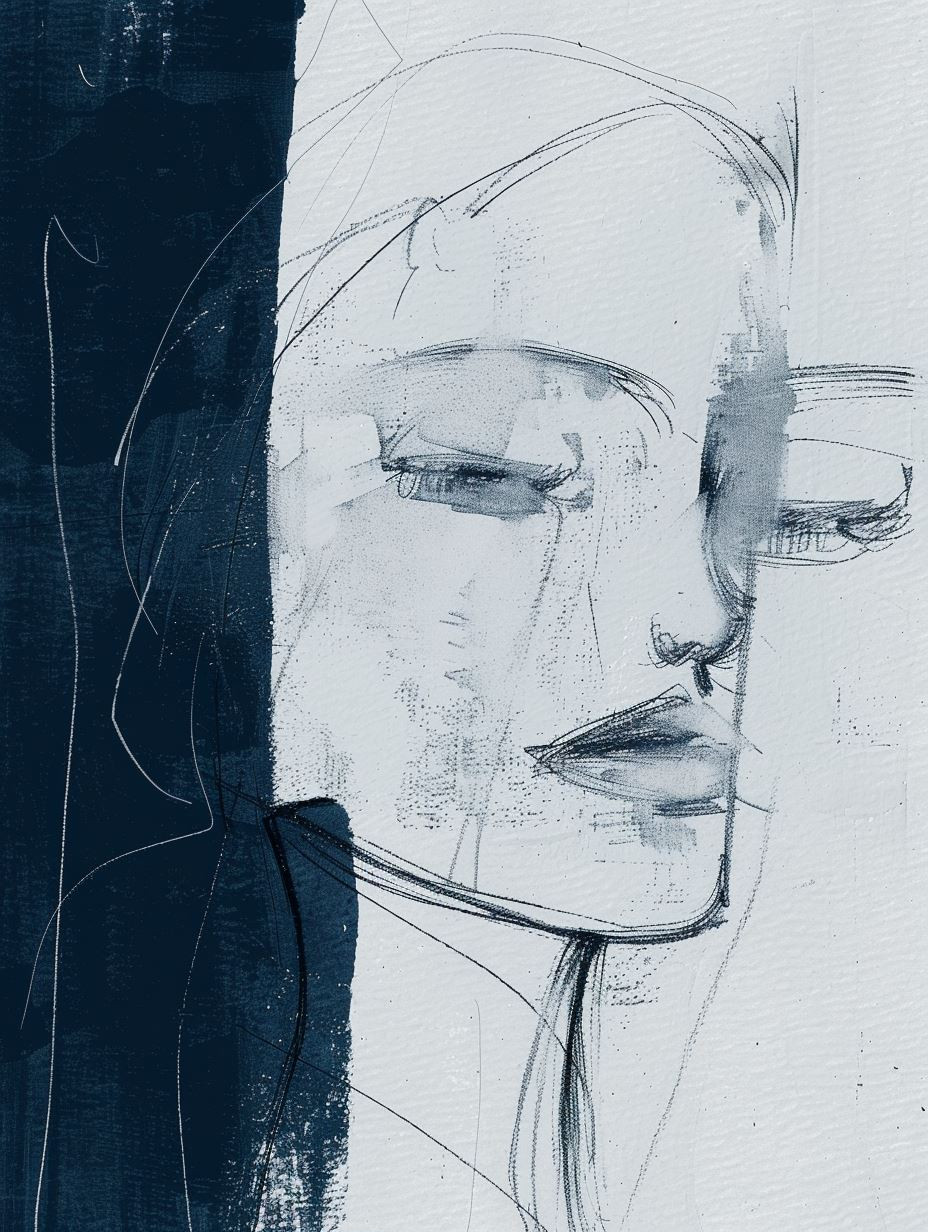 Melancholic Indigo Portrait Studies - Image 1