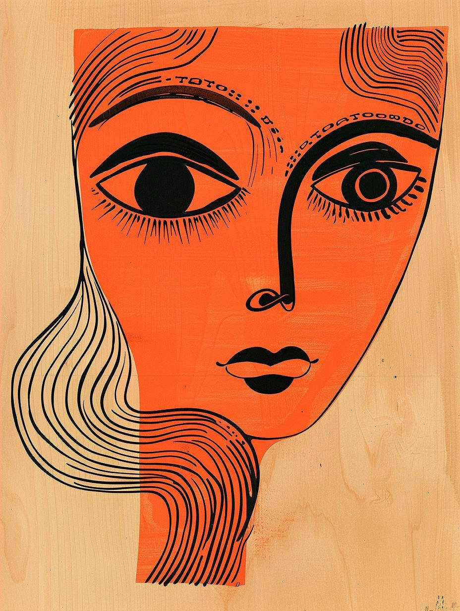 Abstract Faces in Crimson Hues - Image 2