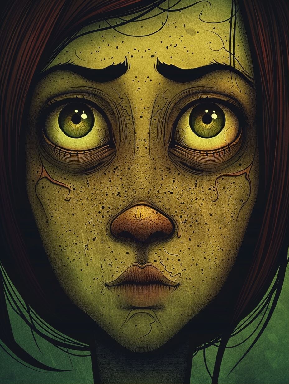 Melancholy Gaze of Olive Hues - Image 1