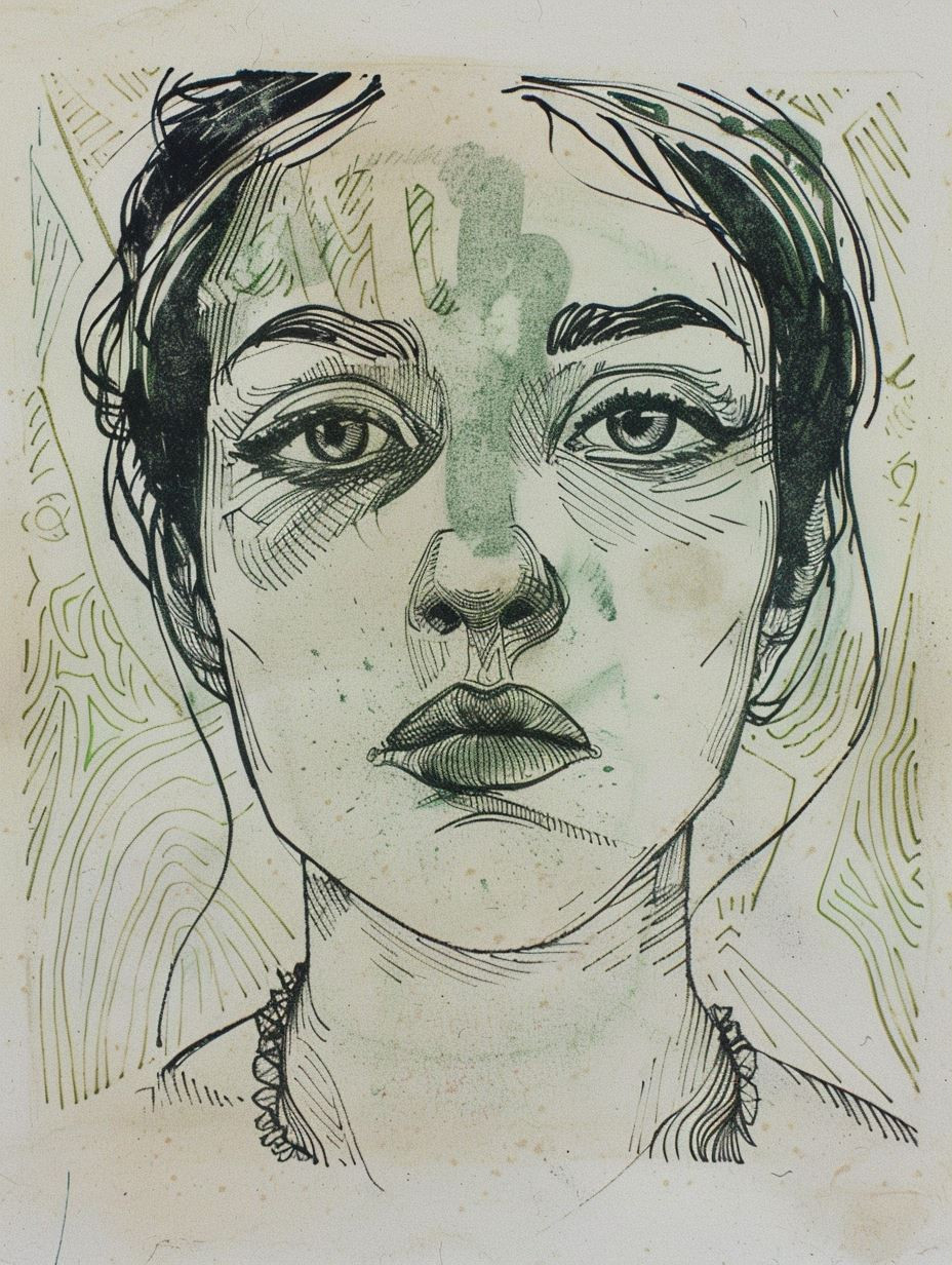 Ethereal Teal Ink Portrait - Image 3