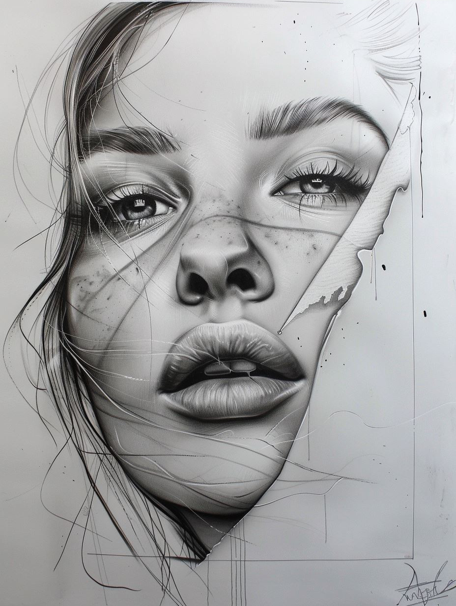 Ethereal Shadows: Graphite Portrait Studies - Image 3