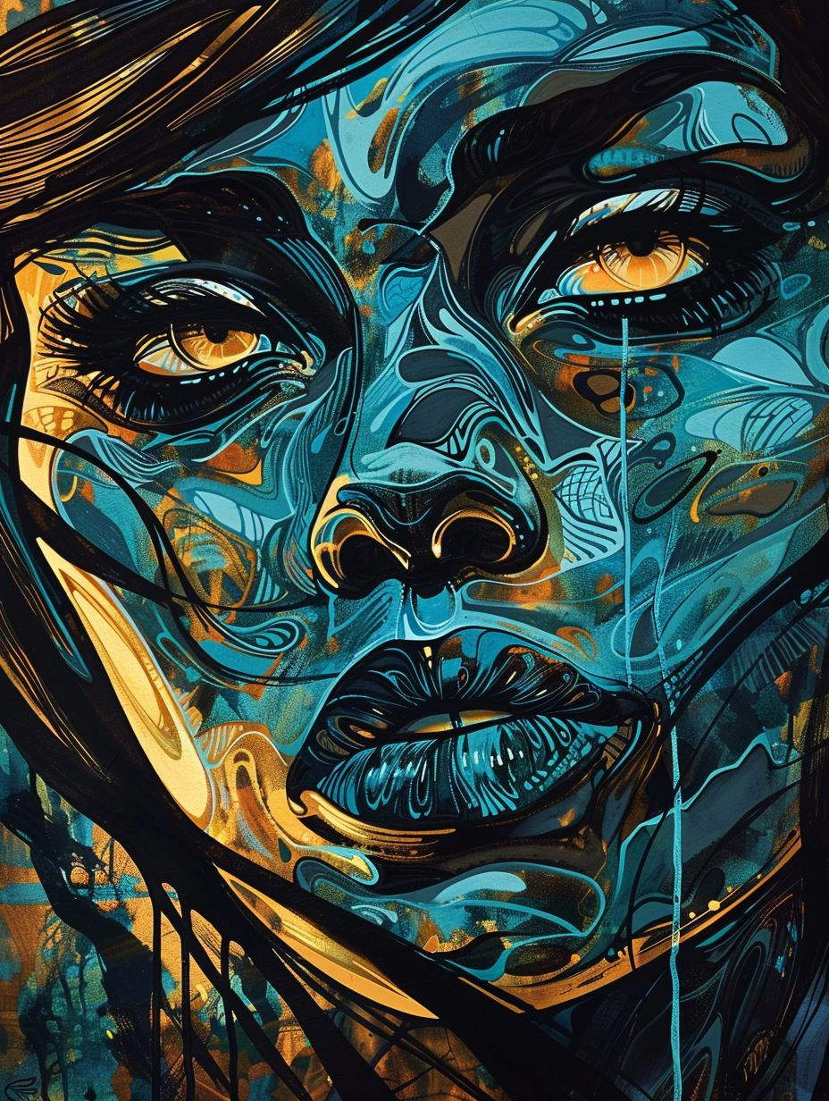 Ethereal Swirls of Azure Gold - Image 3