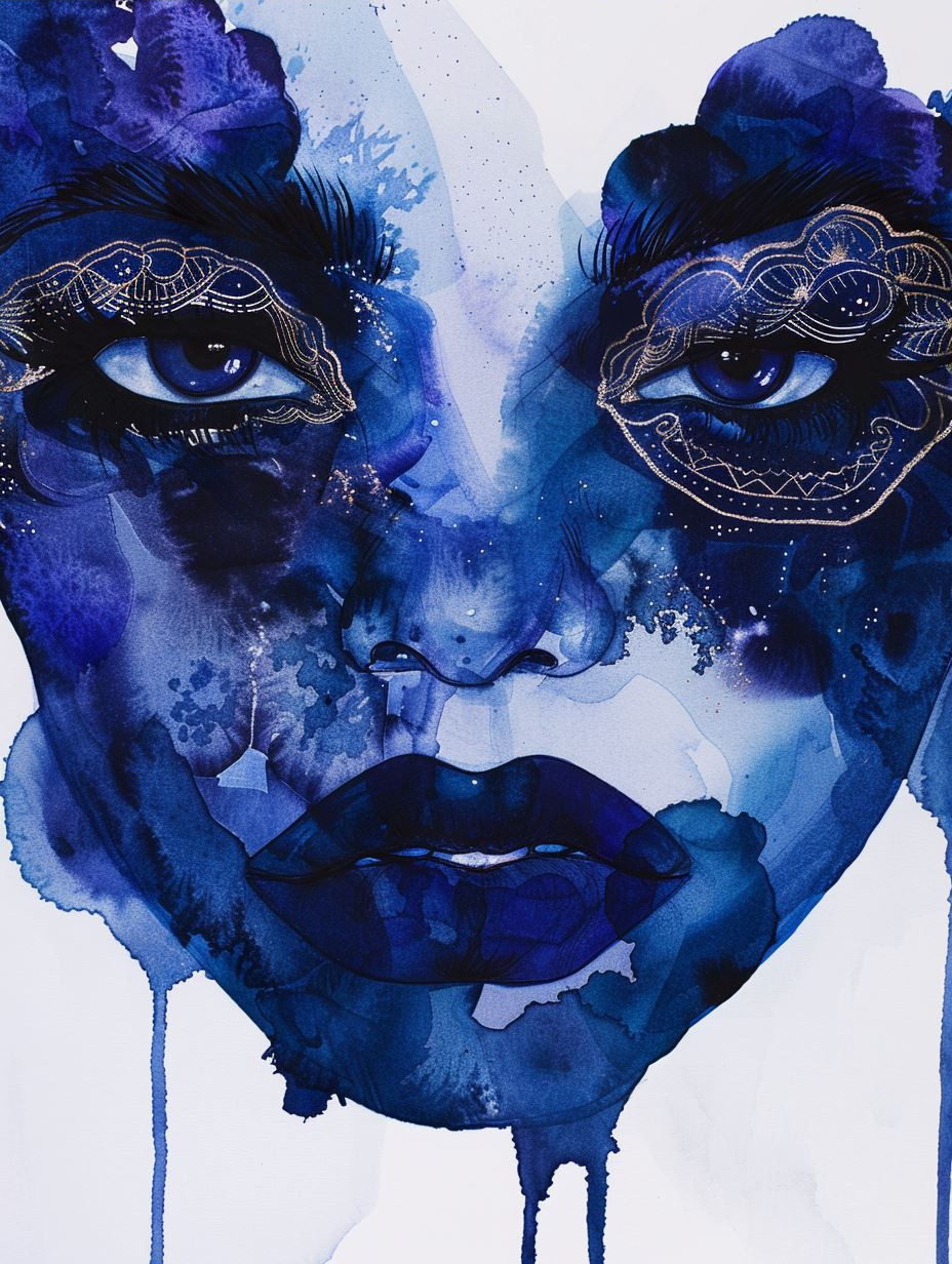 Celestial Indigo Fluid Portrait - Image 3