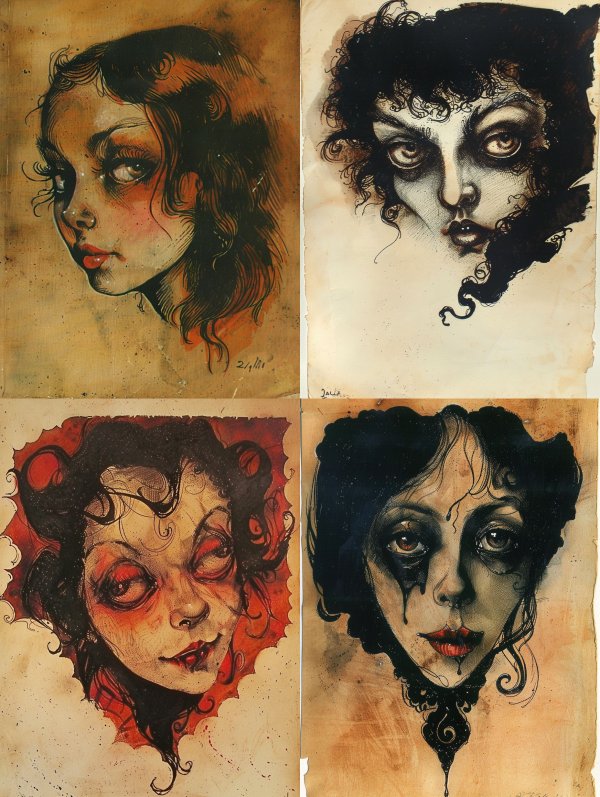 Vintage Gothic Ink Portrait