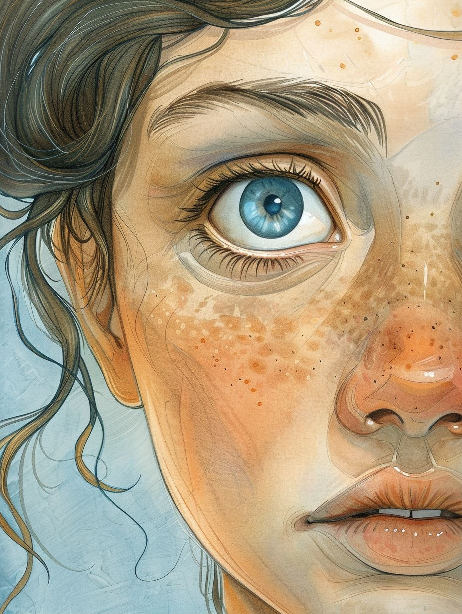 Ethereal Gaze: Freckled Portrait Studies - Image 1