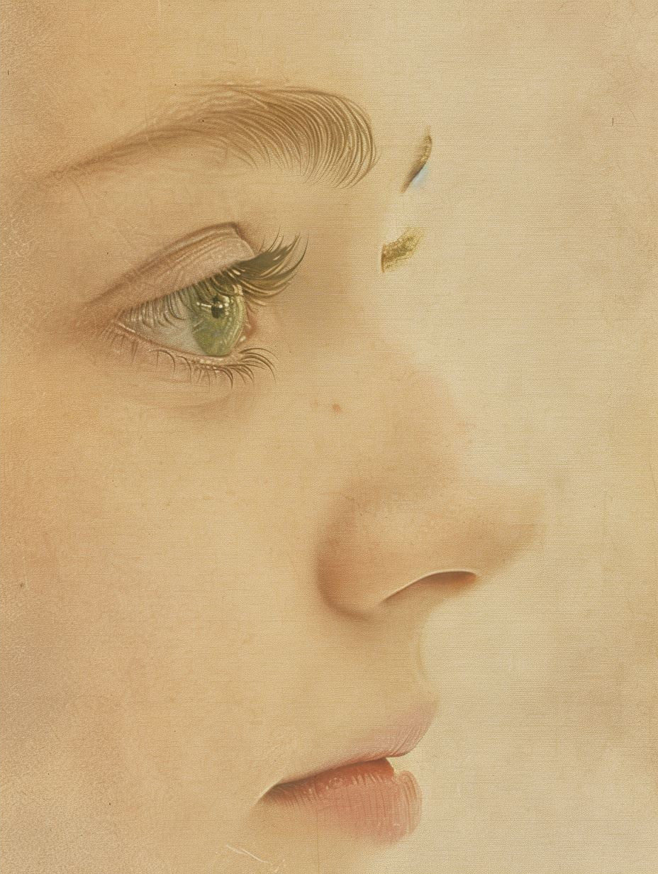 Ethereal Gaze in Textured Parchment - Image 2