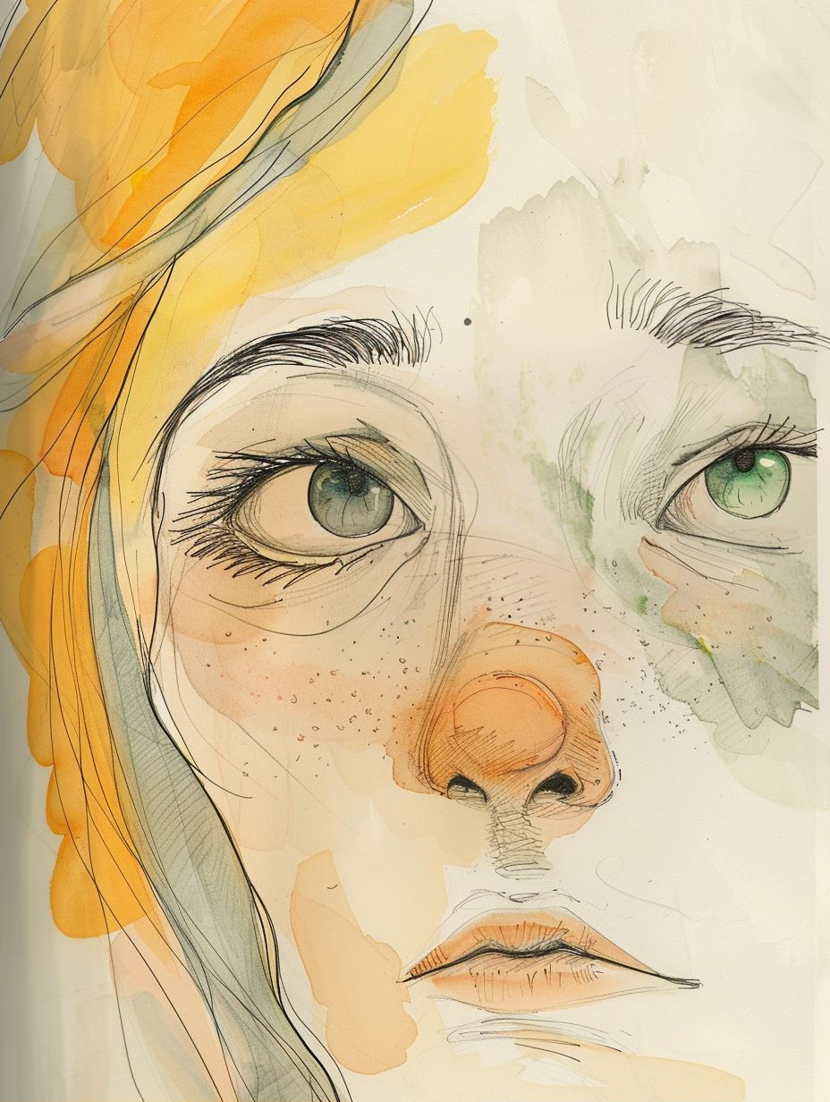 Golden Watercolor Gaze - Image 2