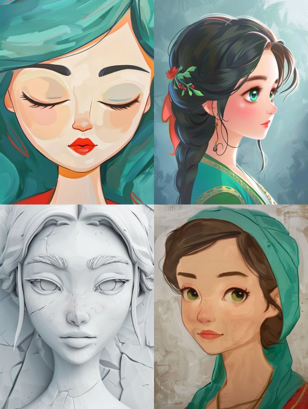 Diverse Digital Portraits of Stylized Women