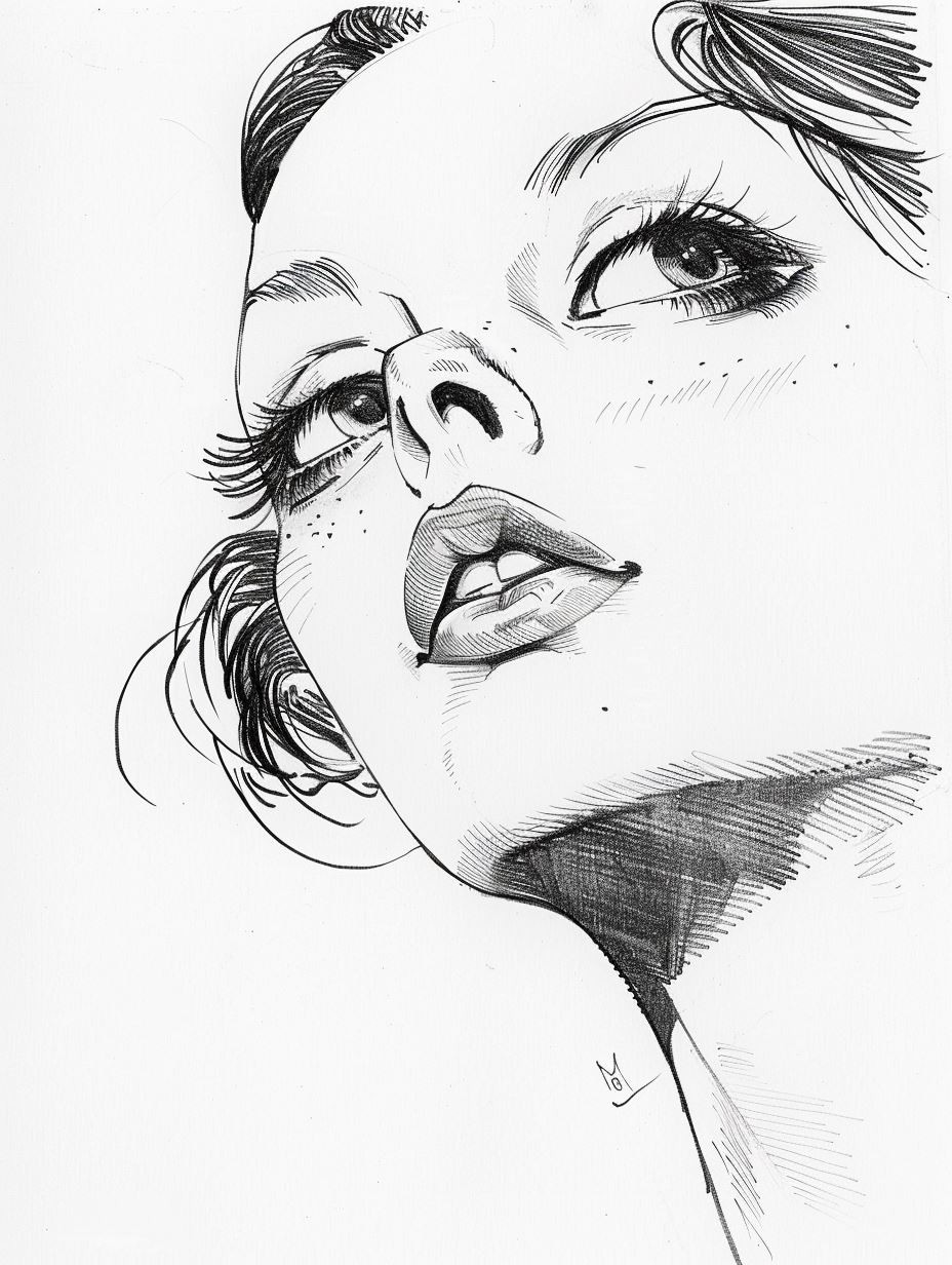 Elegant Ink Portrait Studies - Image 2