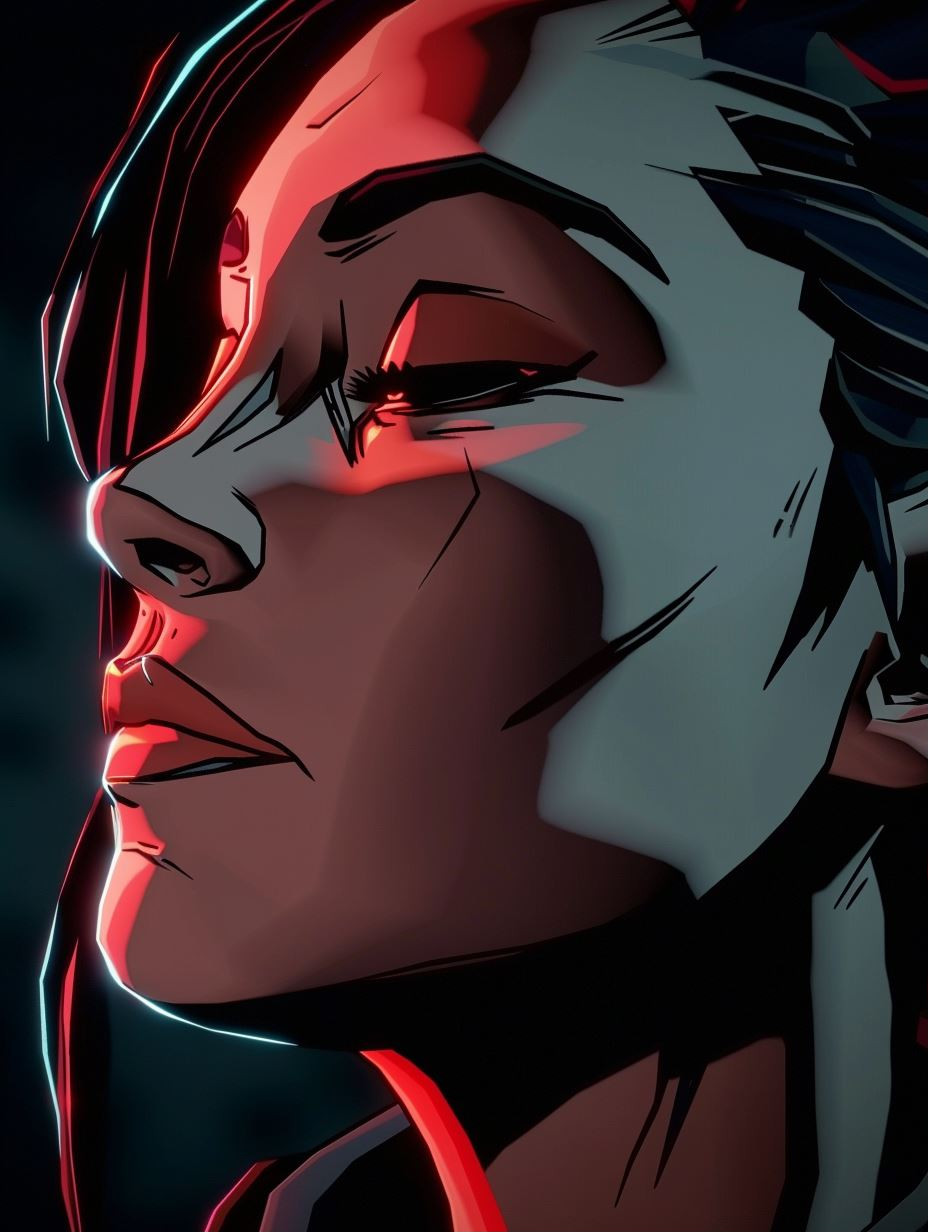 Cybernetic Noir Crimson Glow - Image 1