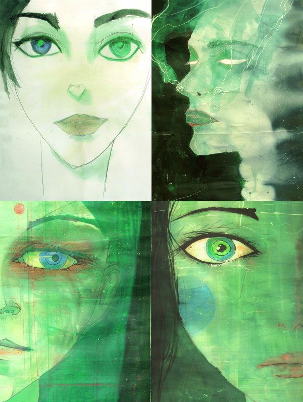 Ethereal Emerald Gaze Portraits