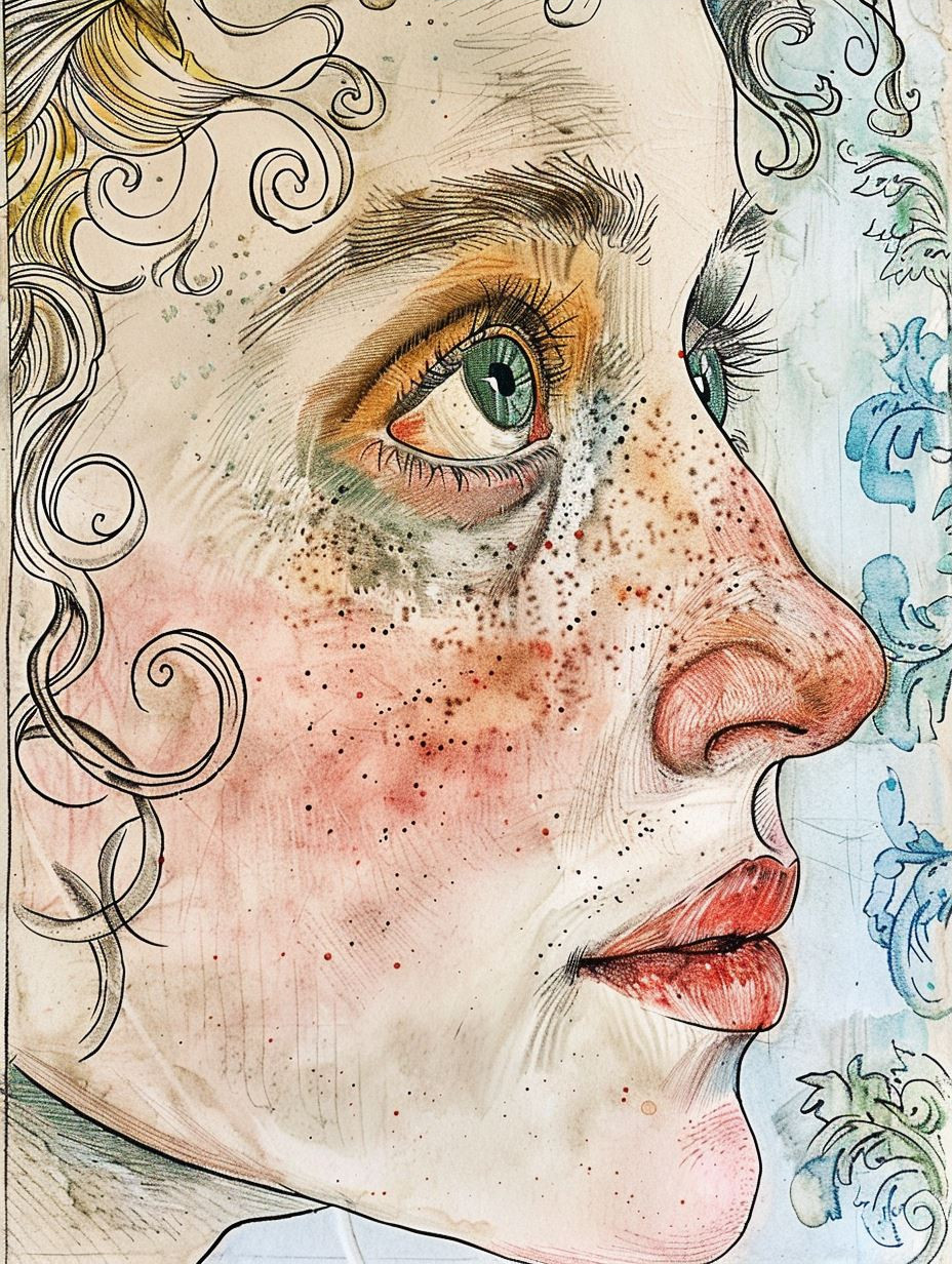 Vintage Ink and Watercolor Portrait - Image 3