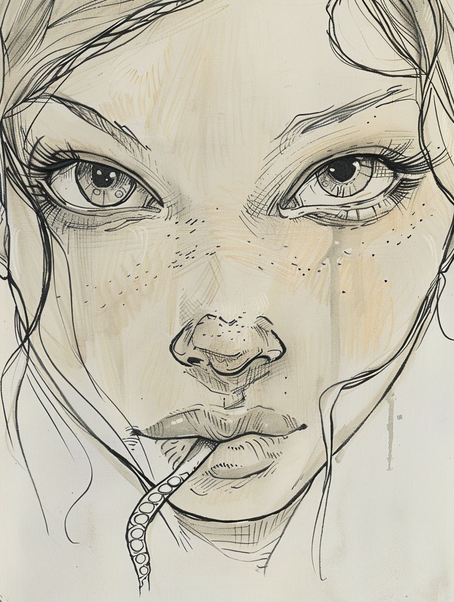 Ethereal Ink and Wash Portrait - Image 1