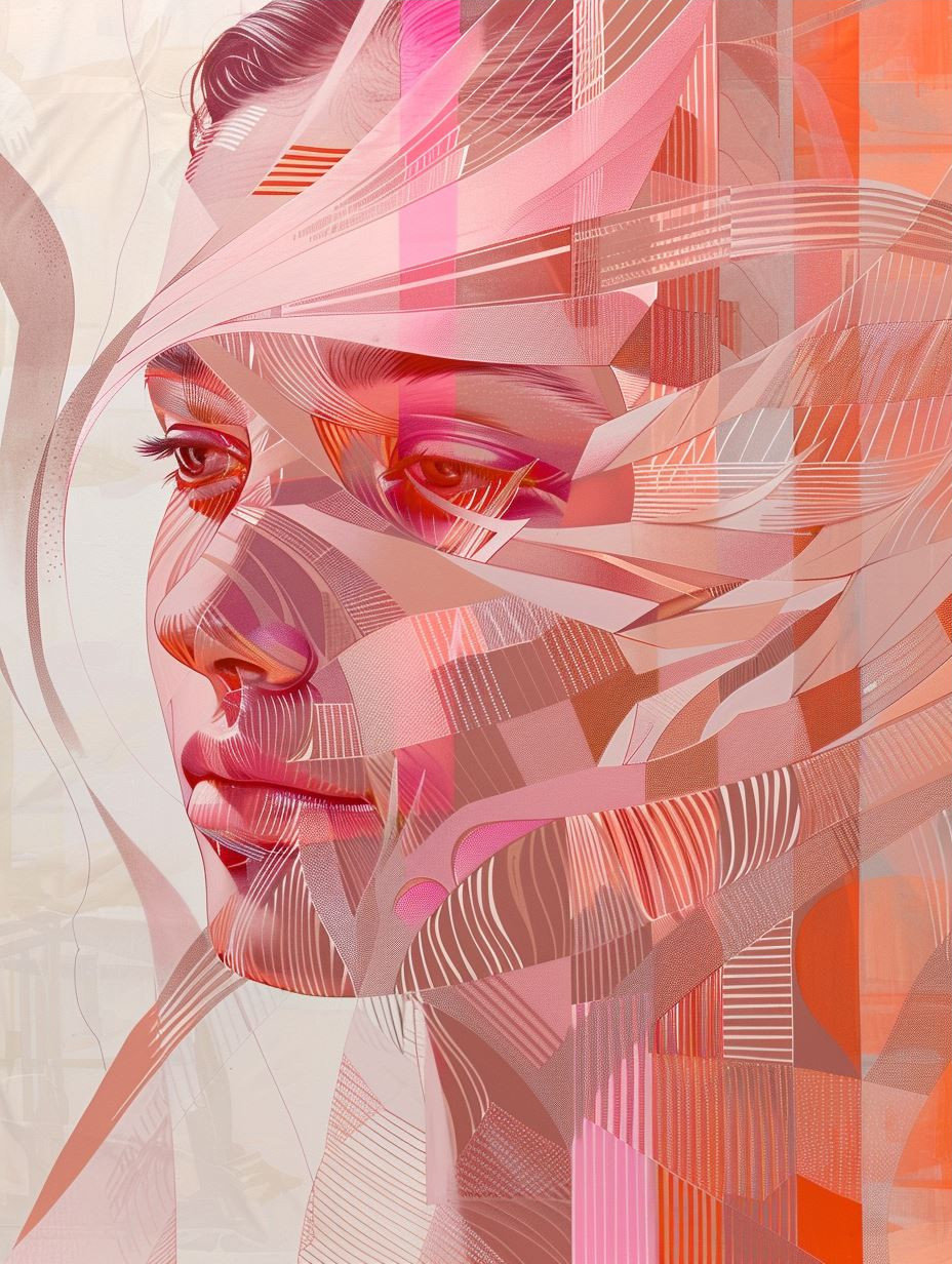 Fragmented Dreams in Coral Hues - Image 3