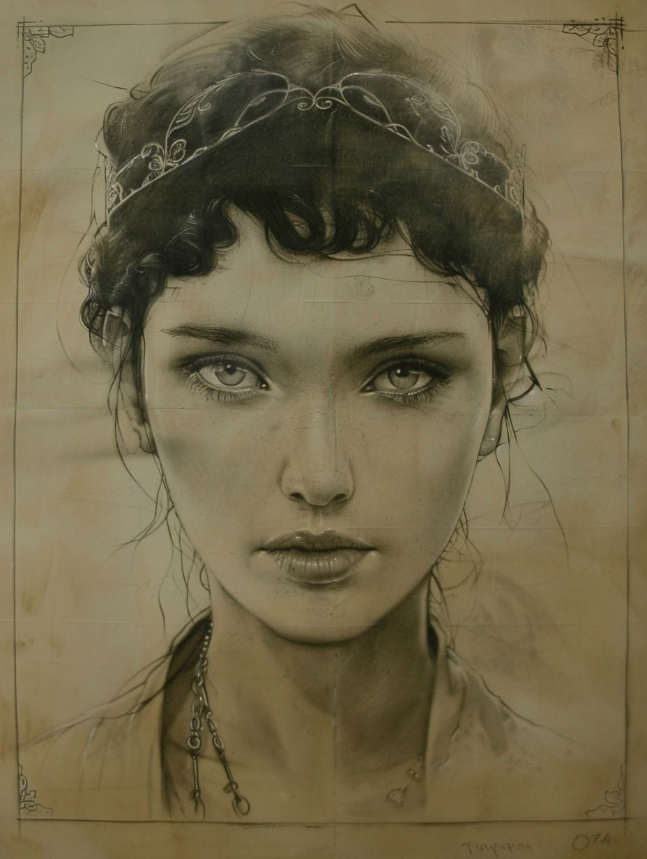 Melancholy Gaze in Distressed Oil - Image 3