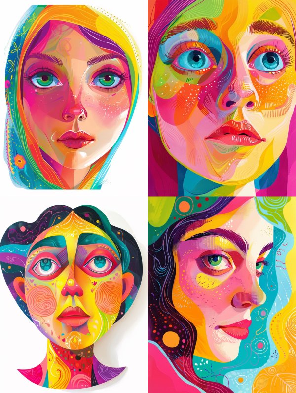 Vibrant Psychedelic Portrait Studies