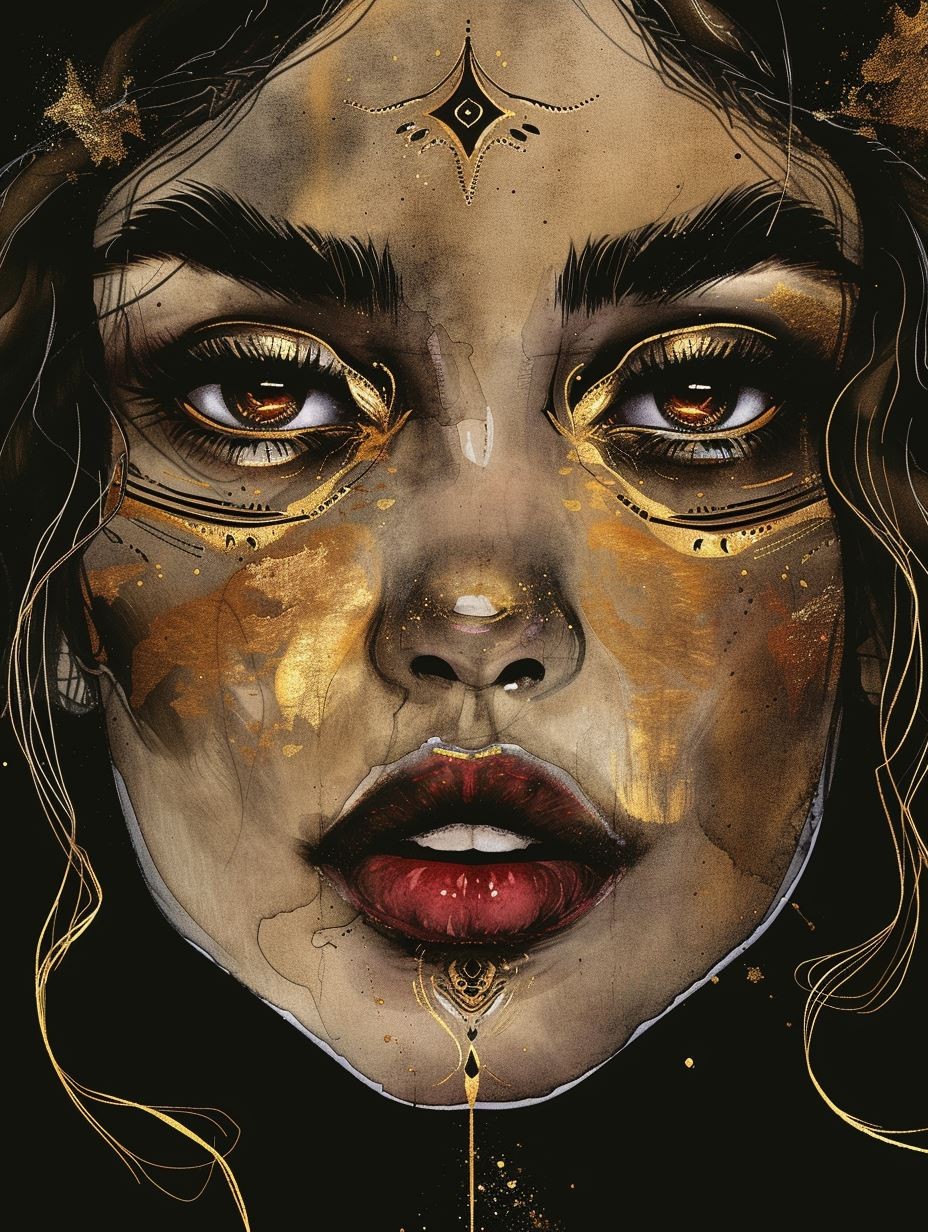 Gilded Shadows Ethereal Portrait - Image 3
