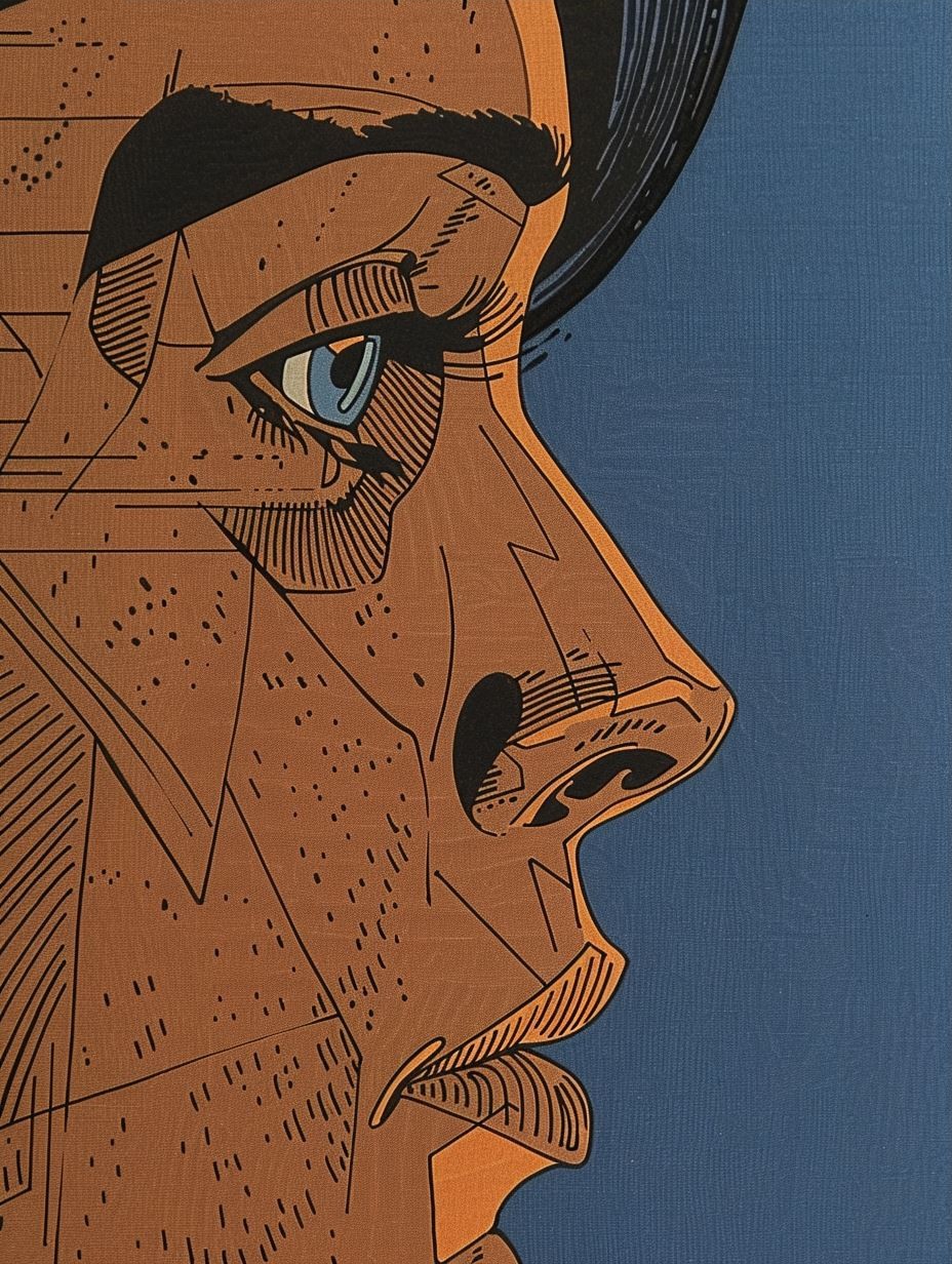 Fragmented Azure Surrealist Portrait - Image 3