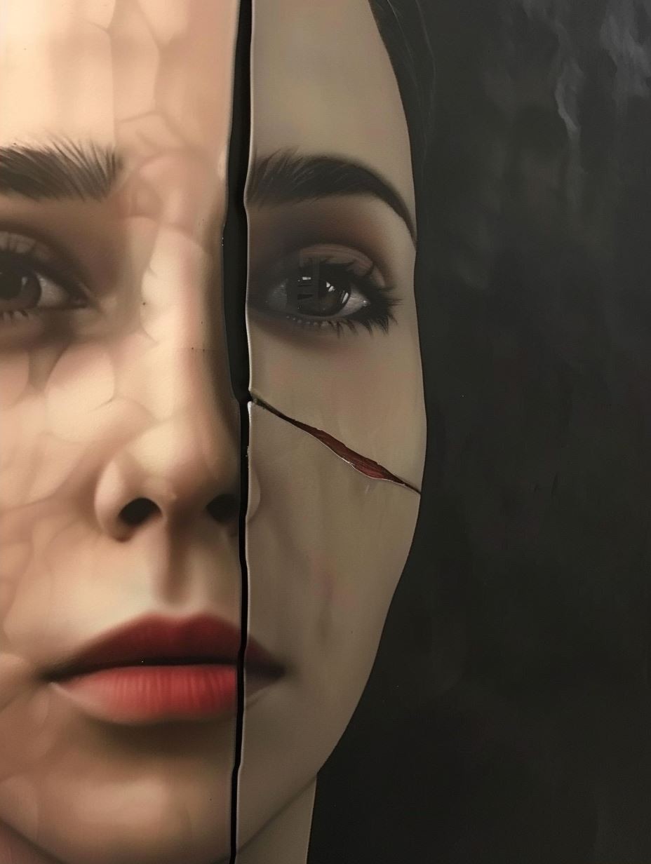 Serene Gaze in Crimson - Image 2