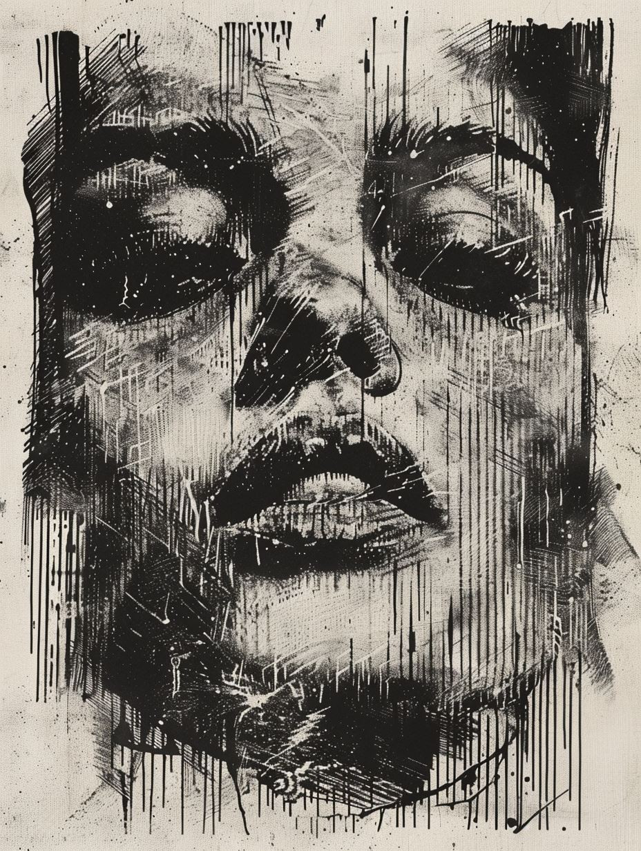 Gritty Noir Distorted Portrait - Image 2