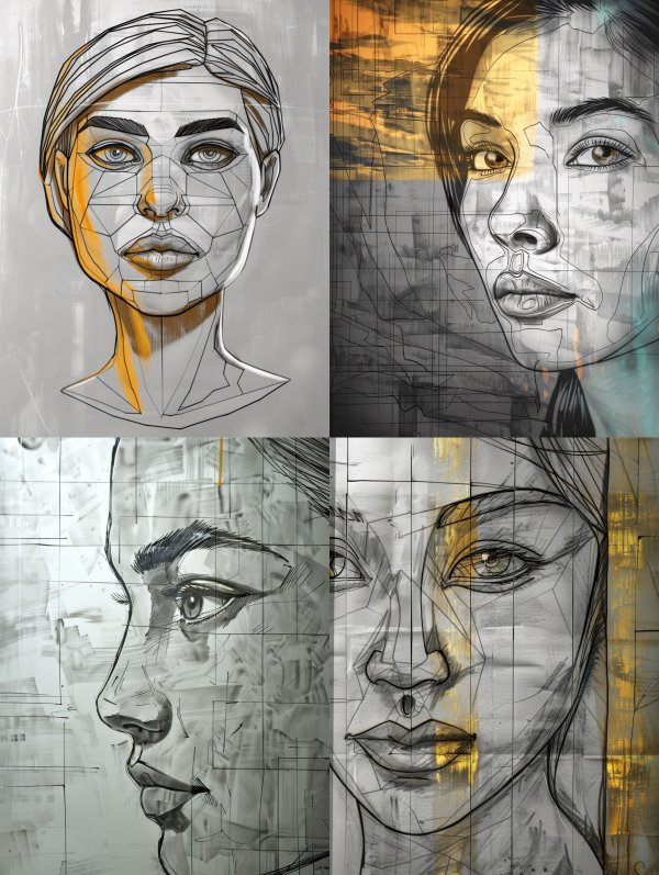Geometric Fragmented Portrait Study