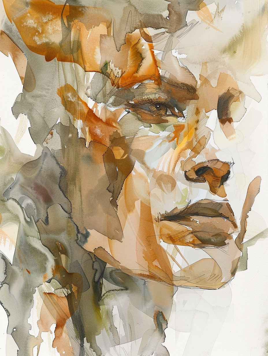 Ethereal Golden Watercolor Portraits - Image 4