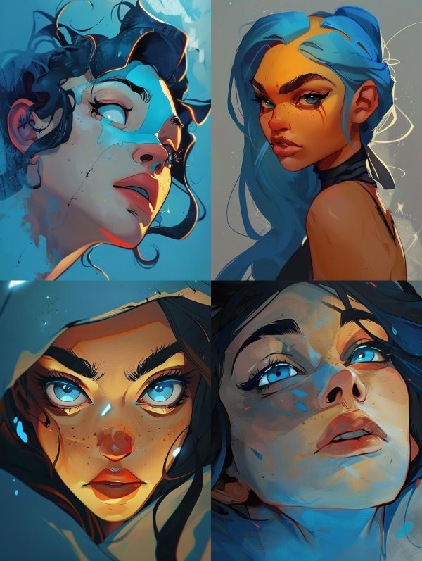 Azure Visions: Digital Portrait Collection
