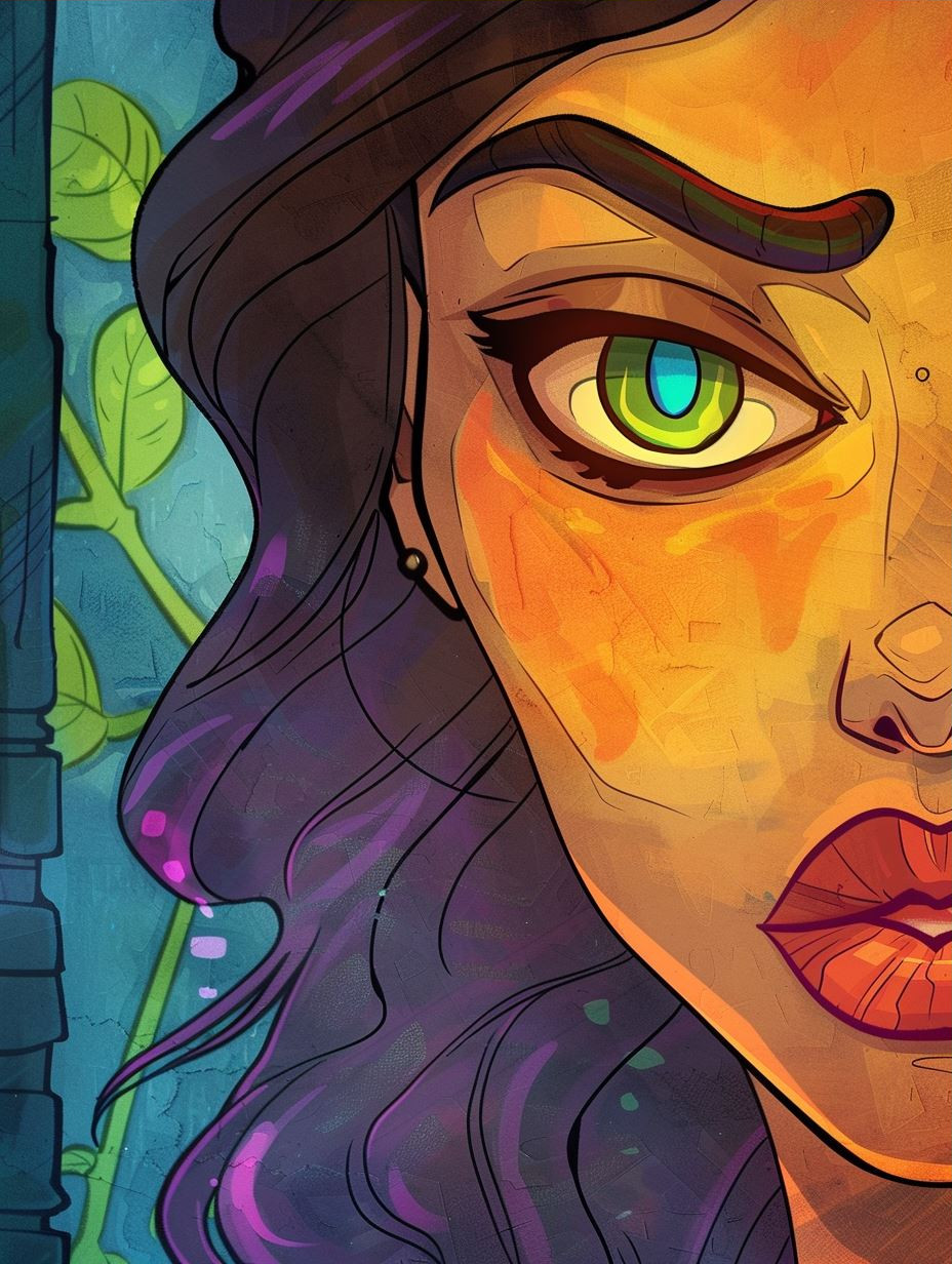 Whimsical Melancholy Ink Portrait - Image 3
