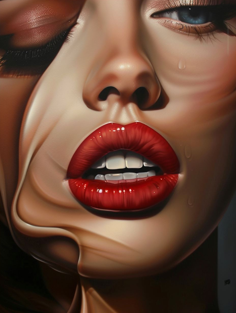 Crimson Elegance Hyper-Realistic Portrait - Image 4