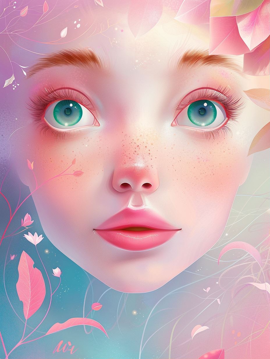 Ethereal Bloom Pastel Portrait