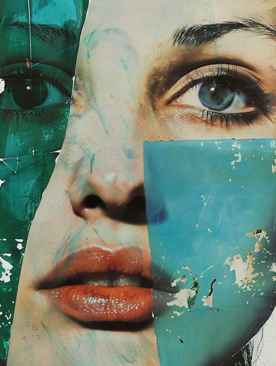 Fragmented Gazes in Teal - Image 2