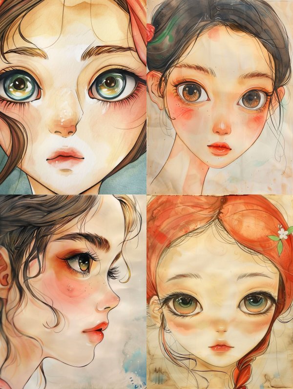 Ethereal Gazes: A Watercolor Portrait Series