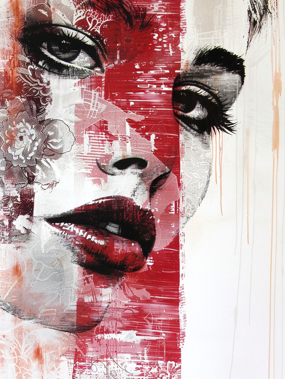 Fragmented Beauty in Crimson Hues - Image 4